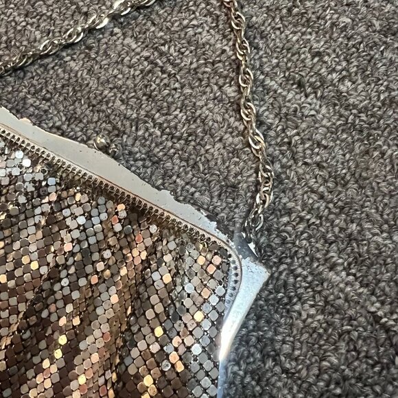 Whiting & Davis Mesh Bag Mini Purse Wallet Silver Vintage Chain - Picture 5 of 7